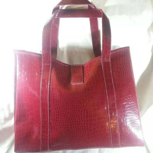 Elizabeth Arden Womens Large Burgundy Faux Leather - Picture 3 of 8